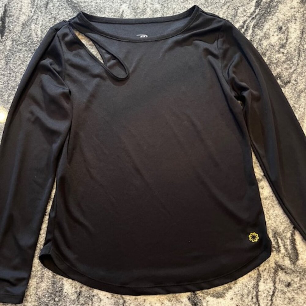 Pro Player athletic shirt Women asymmetric keyhole on rt shoulder Medium Black